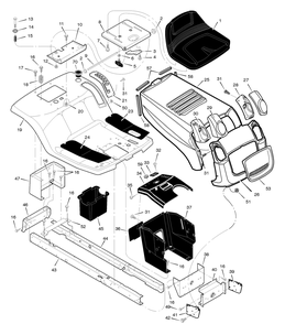 Chassis And Hood Diagram and Parts List for 405605X51A 2005 Briggs and Stratton Lawn Tractor